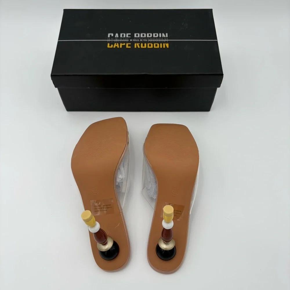 Cape Robbin Clear Strap Beaded Heel Sandals | NWT | size 7.5 Statement Heels - Picture 6 of 14